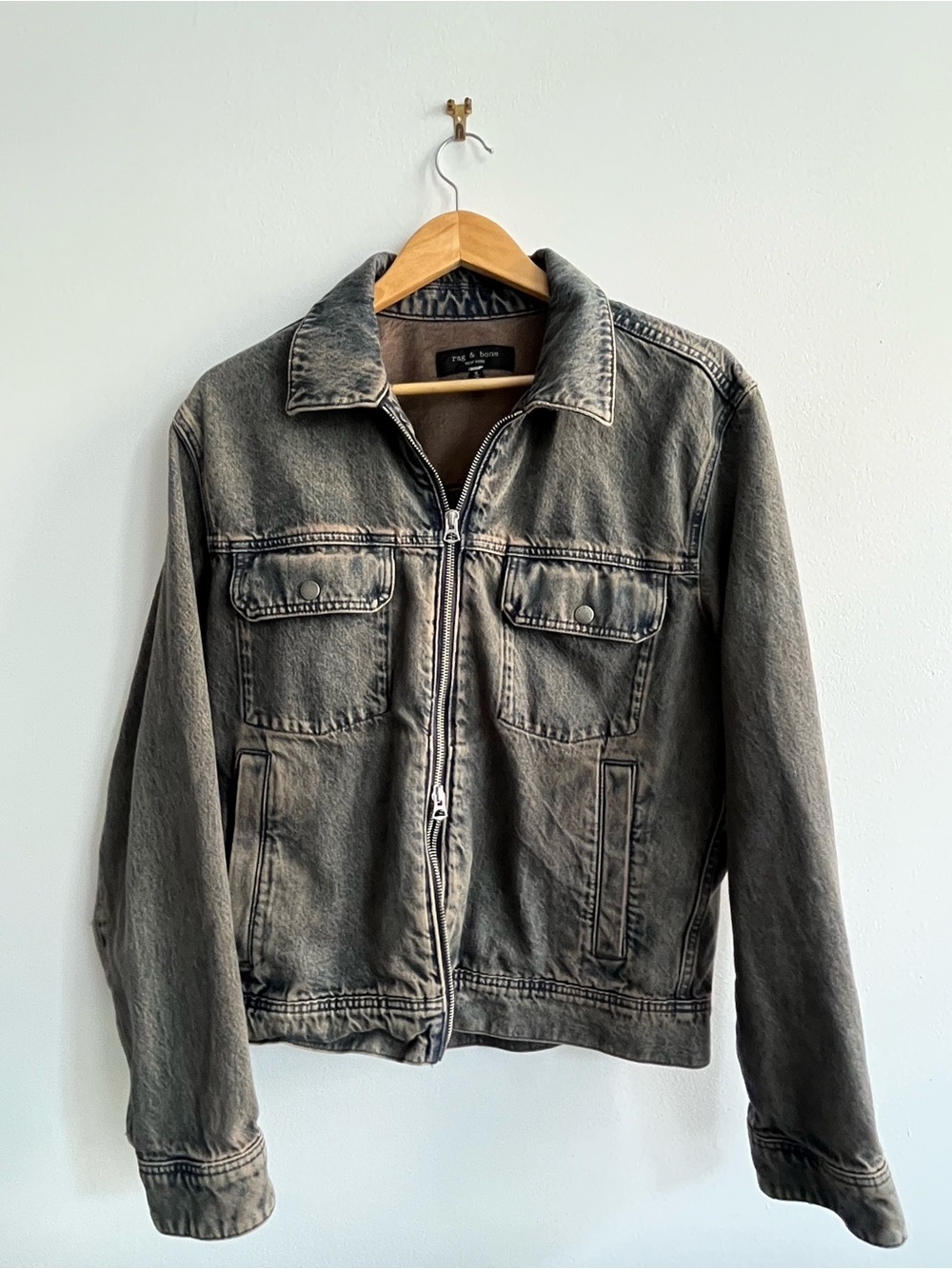 rag & bone Men's Washed Grey Denim Jacket